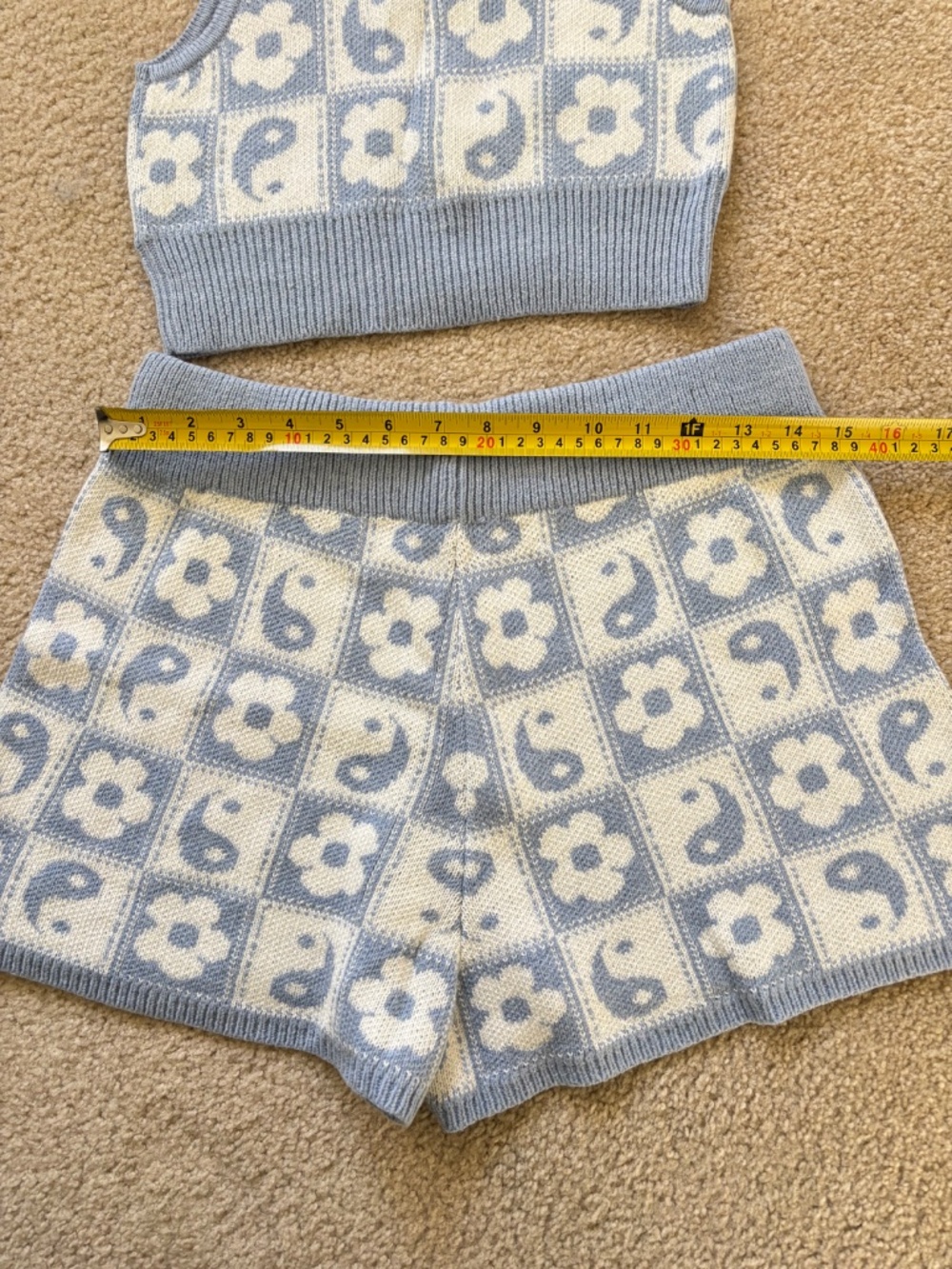 American Eagle Knit Tank Top and Short Sets Blue /white Sz M - Picture 4 of 16